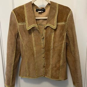 VTG Adrienne Landau suede/embroidered jacket s L